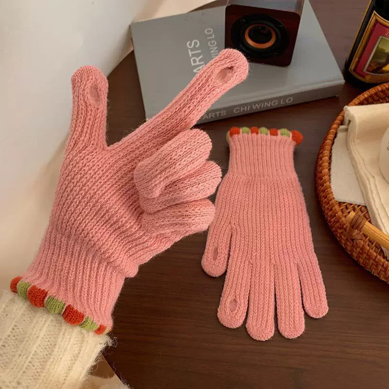 Women's knitted gloves for students winter new style two fingers exposed       S6206