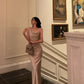 new style slit satin long dress party dress     S5704