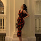 Retro sleeveless dress for women new elegant printed long dress     S5581