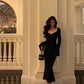 Black mermaid knitted dress women evening party dress    S5510