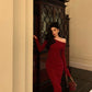 Red off-shoulder evening dress party dress      S5569