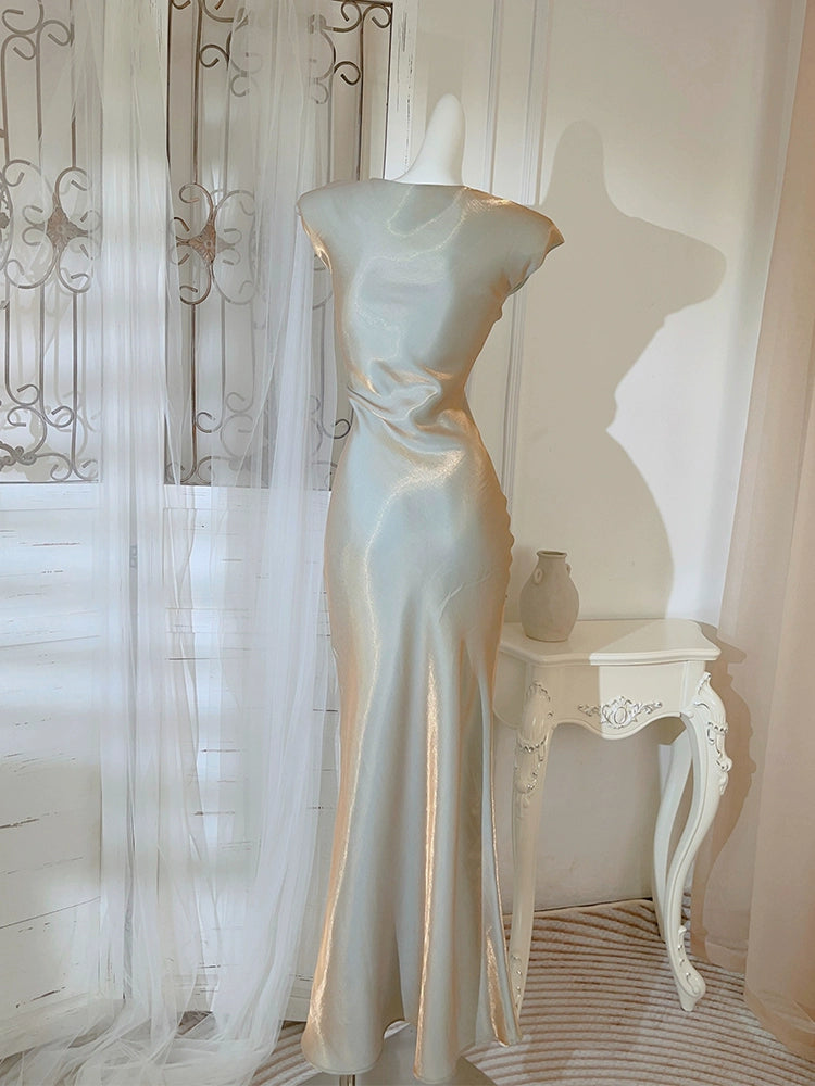 Long simple party dress V-neck mermaid dress   S6051