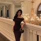 Purple off-shoulder sexy dress party dress    S5612