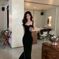 Black elegant dress for women new sexy party dress     S5726