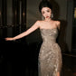 Engagement dress luxury banquet sequin strapless dress     S5827