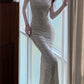 Silver evening dress luxury sequin dress birthday party dress    S5948