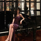 Purple halter neck suspender dress new sexy long party dress      S5580