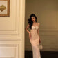 Sexy lace suspender dress new design long party dress     S5644