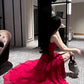Design Red ruffled dress mermaid long party dress    S6047