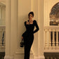 Rose halter neck velvet dress for women new retro party dress     S5648