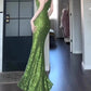 banquet evening dress Christmas outfit sequin green mermaid dress       S5772