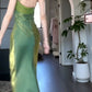 Green evening dress green birthday dress    S5933