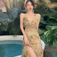 Backless V-neck floral dress for women summer sexy long dress     S5862