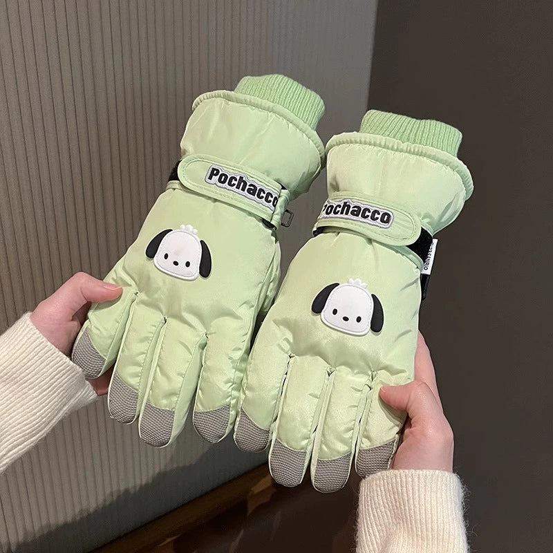 New style ski gloves for women, cute cartoons       S6207