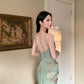 Retro green long party dress evening gown        S6006