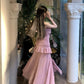 pink v-neck sexy suspender dress for women summer new slit long party dress      S5810