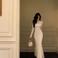Knitted mermaid dress women new French long party dress      S5575