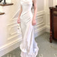 white satin dress long evening dress    S5949