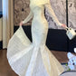 butterfly lace dress long sleeve mermaid evening dress     S6091