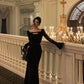 Black long-sleeved mermaid dress new style long dress    S5599