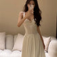Design sexy white suspender dress summer fairy long dress     S5846