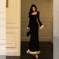 Mermaid dress for women retro square neck long dress party dress     S5698
