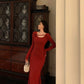 Red mermaid dress new style flower long party dress     S5590