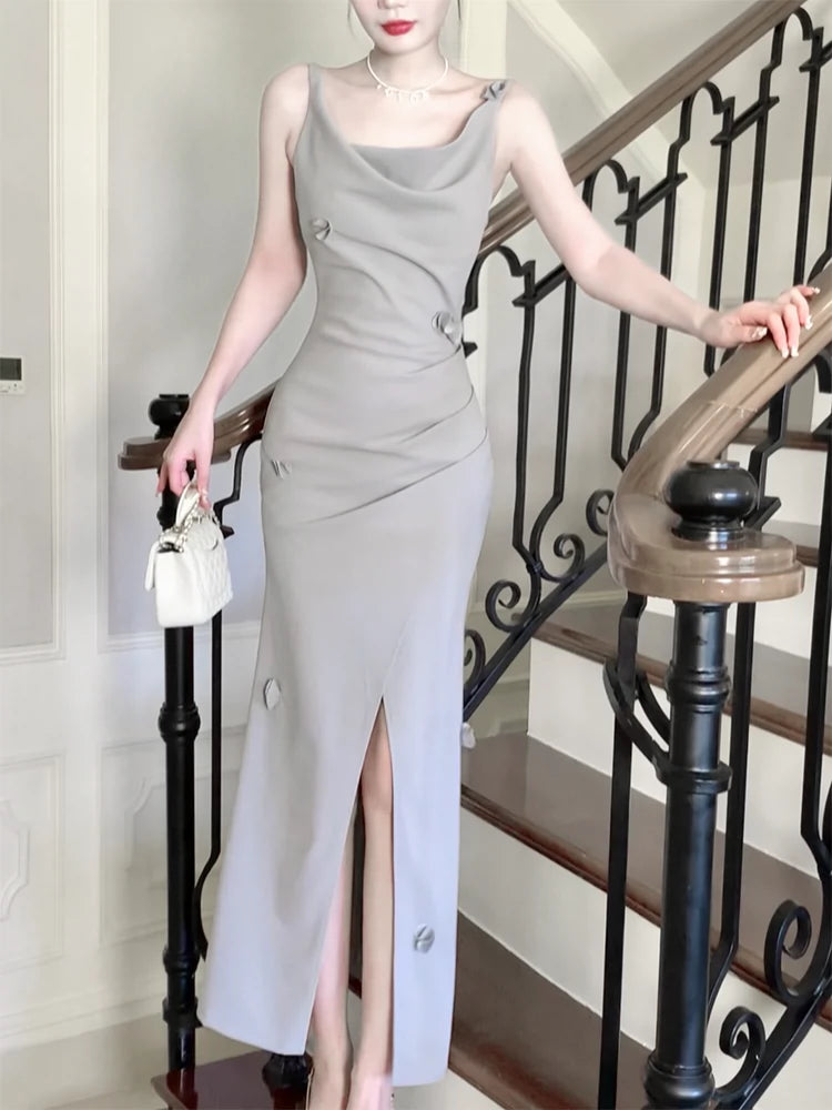 long sleeveless dress party evening dress    S6101