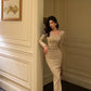 Square neck knitted dress for women new style party dress     S5585