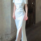 Short-sleeved square-neck dress Summer long engagement dress     S5969