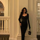 Black long-sleeved dress for women new design party dress    S5528