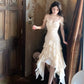 ruffled evening dress design party dress   S6136