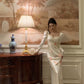 Square neck satin dress new design long sleeve party dress      S5576