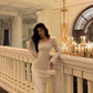 Lace splicing long-sleeved dress for women new style V-neck mermaid long dress      S5550
