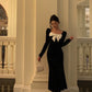 Bowknot velvet dress for women new style long party dress      S5555