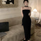 Black halter neck dress for women banquet party dress      S5879