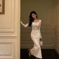 White sexy long-sleeved dress party dress     S5688