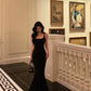 Black suspender mermaid dress summer new backless sexy long party dress      S5574