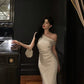 off-shoulder satin dress for women new style mermaid party dress     S5649