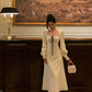 white square-neck dress for women,party dress     S5536