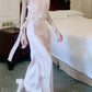 Silk satin mermaid halter neck dress long evening gown       S5982