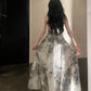 retro print halter dress summer new party dress   S6138