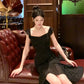 black polka dot flying sleeves party dress   S6135