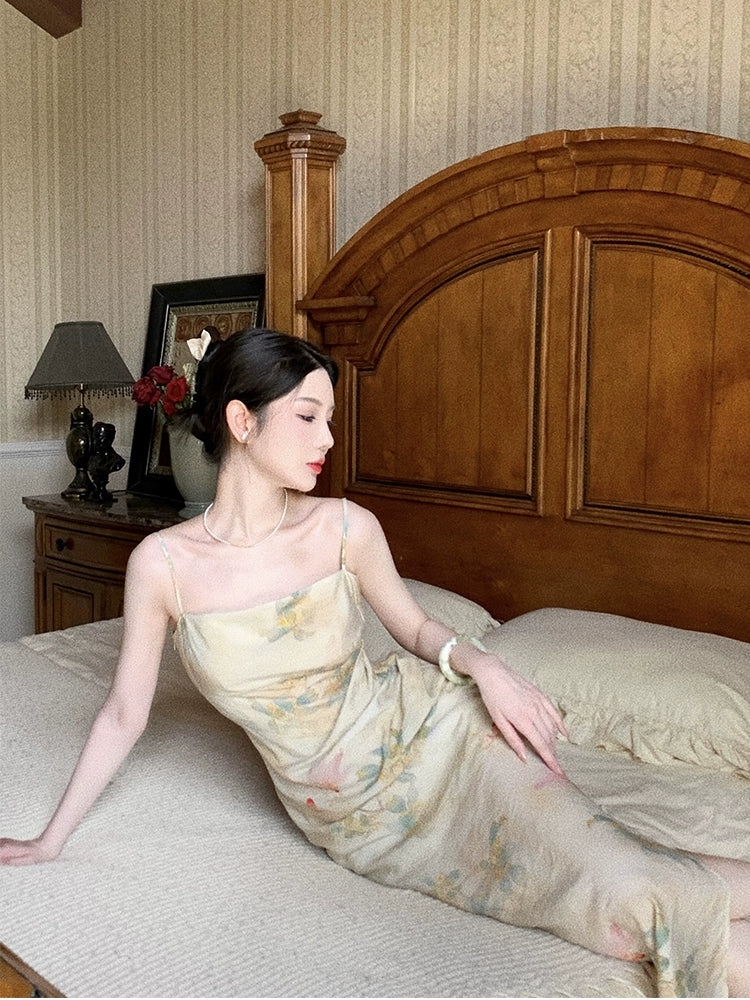 New style print dress, retro long party dress    S6093