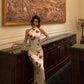 Chinese style velvet cheongsam dress for women new retro printed slit party dress     S5658