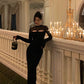 Black semi-transparent knitted dress new sexy party dress       S5680
