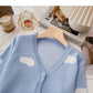 Design contrast color long sleeve knitted cardigan      S2527
