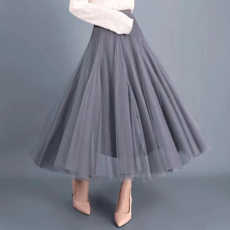 Big swing bouffant ankle-length skirt, high waist slim fairy skirt, net gauze skirt A-line skirt    S2550