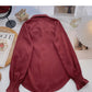 Collegiate lace up Lapel shirt casual long sleeve top     S2535