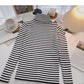 High neck stripe bottomed long sleeve top popular sweater       S2526